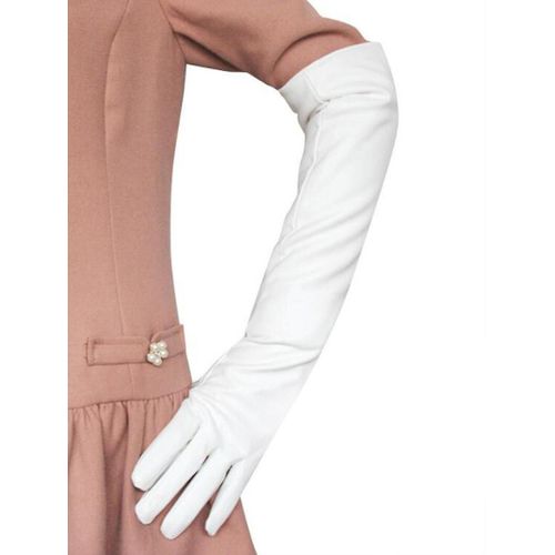 Gants Sexy Léopard Pour Écran Tactile Hiver Femmes Pu Noir 50 Cm De Long En Cuir De Simulation Mince Doigt Complet Mitaines De Conduite Chaudes L 50 Cm Blanc