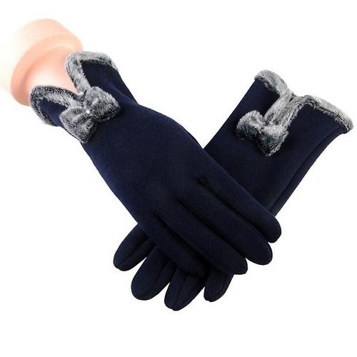 Nouvelle Femme Automne Hiver Non Inversé Velours Cachemire Doigt Complet Chaud Dentelle Gants Femmes Coton Écran Tactile Gants Taille Unique B Bleu