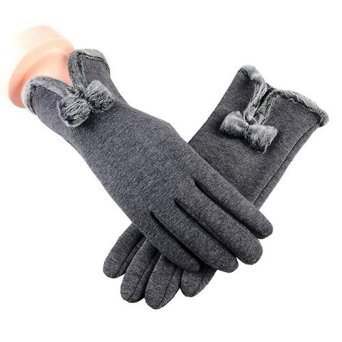 Nouvelle Femme Automne Hiver Non Inversé Velours Cachemire Doigt Complet Chaud Dentelle Gants Femmes Coton Écran Tactile Gants Taille Unique B Gris