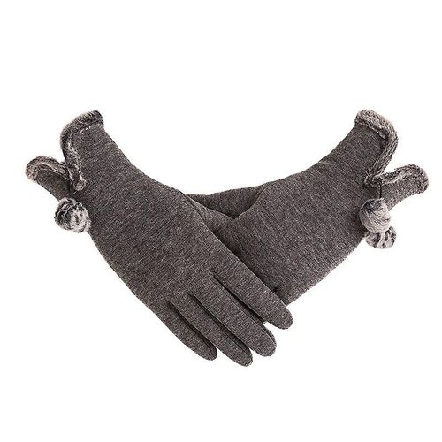 Nouvelle Femme Automne Hiver Non Inversé Velours Cachemire Doigt Complet Chaud Dentelle Gants Femmes Coton Écran Tactile Gants Taille Unique E Gris