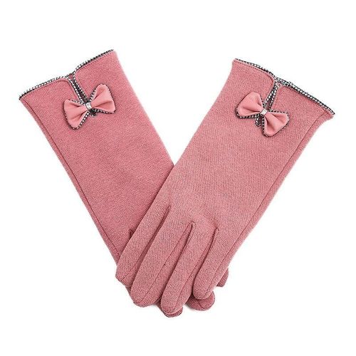 Nouvelle Femme Automne Hiver Non Inversé Velours Cachemire Doigt Complet Chaud Dentelle Gants Femmes Coton Écran Tactile Gants Taille Unique D Rose