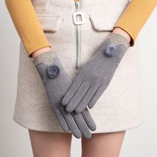 Nouvelle Femme Automne Hiver Non Inversé Velours Cachemire Doigt Complet Chaud Dentelle Gants Femmes Coton Écran Tactile Gants Taille Unique F36 Gris