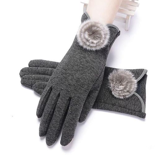 Nouvelle Femme Automne Hiver Non Inversé Velours Cachemire Doigt Complet Chaud Dentelle Gants Femmes Coton Écran Tactile Gants Taille Unique I31 Gris