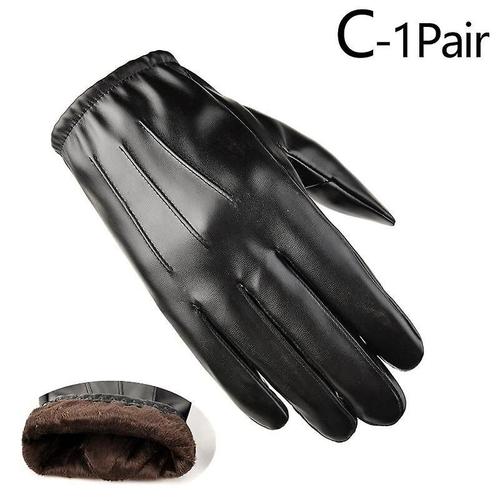 Gants D'hiver En Cuir Noir Pour Hommes, Antidérapants, Pour Écran Tactile, Conduite En Plein Air, Chauds, Coupe-Vent, Imperméables, Pour Moto, Xl C