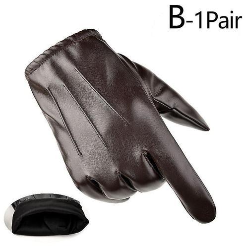 Gants D'hiver En Cuir Noir Pour Hommes, Antidérapants, Pour Écran Tactile, Conduite En Plein Air, Chauds, Coupe-Vent, Imperméables, Pour Moto, Mb