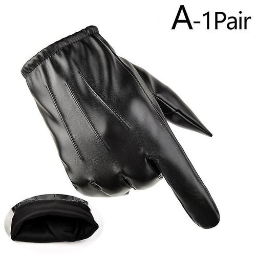 Gants D'hiver En Cuir Noir Pour Hommes, Antidérapants, Pour Écran Tactile, Conduite En Plein Air, Chauds, Coupe-Vent, Imperméables, Pour Moto, Xl A