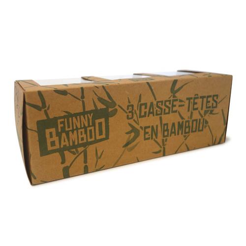 Jeu Traditionnel Boîte Cadeau - 3 Casse-Tête En Bambou 6 Cm