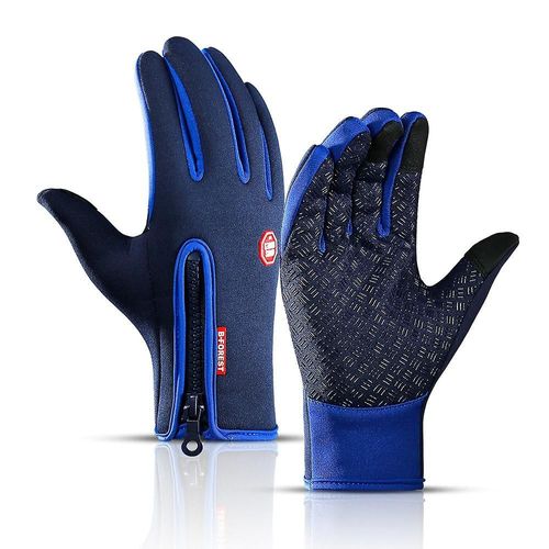 Gants D'hiver Pour Hommes Femmes Écran Tactile Chaud En Plein Air Cyclisme Conduite Moto Gants Froids Coupe-Vent Antidérapants Gants Pour Femmes L Bleu Foncé