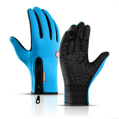 Gants D'hiver Pour Hommes Femmes Écran Tactile Chaud En Plein Air Cyclisme Conduite Moto Gants Froids Coupe-Vent Antidérapants Gants Pour Femmes S Bleu