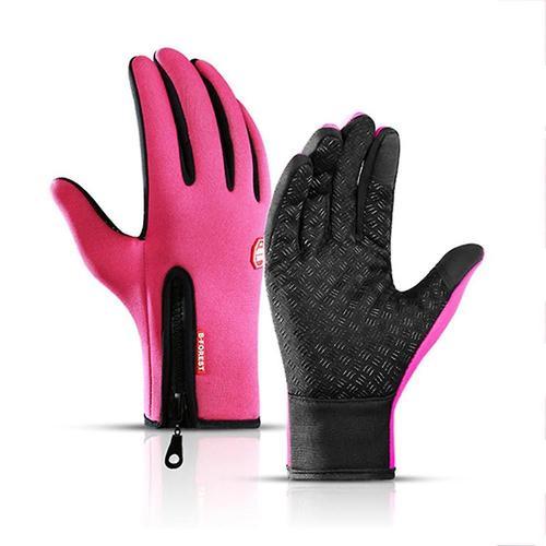 Gants D'hiver Pour Hommes Et Femmes, Écran Tactile, Chaud, Cyclisme En Plein Air, Conduite, Moto, Gants Froids, Coupe-Vent, Antidérapants, Gants Pour Femmes Xl Rose