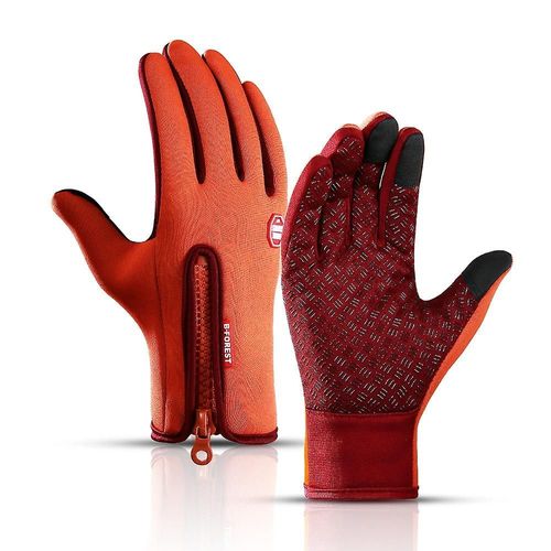 Gants D'hiver Pour Hommes Femmes Écran Tactile Chaud En Plein Air Cyclisme Conduite Moto Gants Froids Coupe-Vent Antidérapants Gants Pour Femmes L Orange
