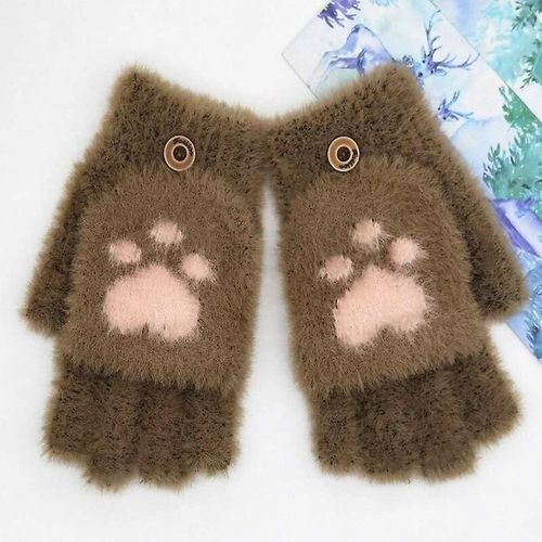 Gants D'hiver Pour Écran Tactile Pour Femmes, Gants Chauds D'automne, Mitaines De Poignet, Gants Coupe-Vent De Conduite, De Ski, Taille Unique, Style Marron 8