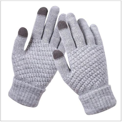 Gants Tricotés Au Crochet Pour Femmes, Gants Chauds, Pour Écran Tactile, Doigt Complet, Pour Couple, Taille Unique, Gris, Automne Et Hiver