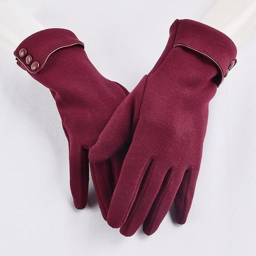 Gants D'hiver Pour Femmes À Écran Tactile, Gants Chauds D'automne, Mitaines De Poignet, Gants Coupe-Vent De Conduite, De Ski, Taille Unique, Rouge Vin, Style 1