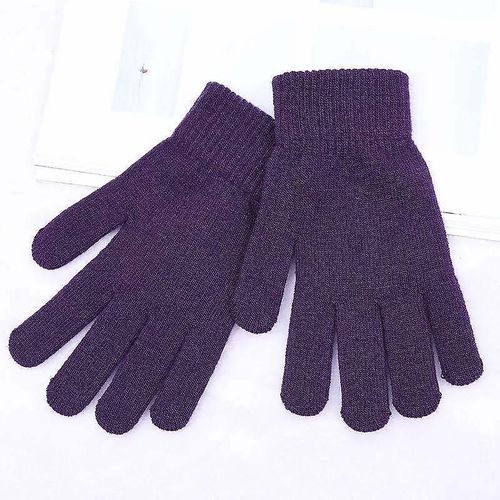 Gants D'hiver Tricotés Côtelés Unisexes Pour Femmes Et Hommes, Classiques, Basiques, Doublure Épaisse, Mitaines Thermiques, Taille Unique, Violet