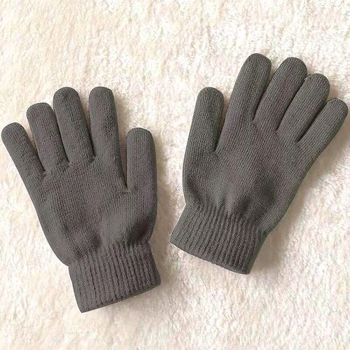 Gants D'hiver Unisexes Tricotés Côtelés Avec Doigts Complets Pour Femme Et Homme, Classiques, Basiques, Doublure Épaisse, Mitaines Thermiques, Taille Unique, Gris Foncé