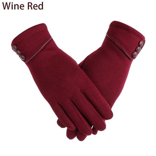 Nouveaux Gants Chauds D'hiver Pour Femmes, Mitaines Thermiques Doublées En Polaire Pour Écran Tactile, Gants Coupe-Vent De Conduite En Plein Air, Épais/Fins, Vin Rouge