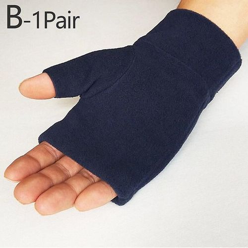 Gants De Course Unisexes D'hiver, Demi-Doigts, Pour Hommes Et Femmes, En Polaire, Écran Tactile, Mitaines Chaudes, Coupe-Vent, En Velours, Gants De Conduite, L, Bleu Marine