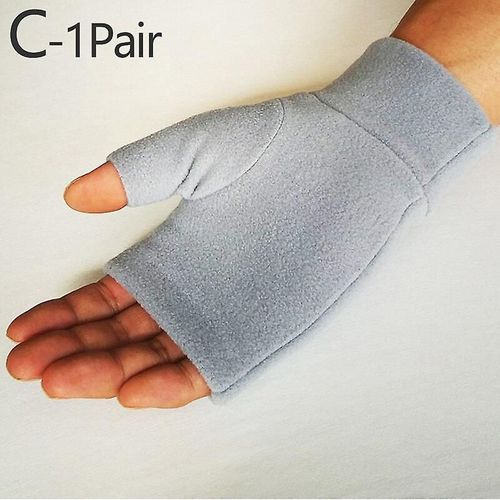 Hiver Unisexe Demi Doigt Gants De Course Homme Femme Polaire Écran Tactile Mitaines Chaudes Coupe-Vent Velours Gants De Conduite L Gris