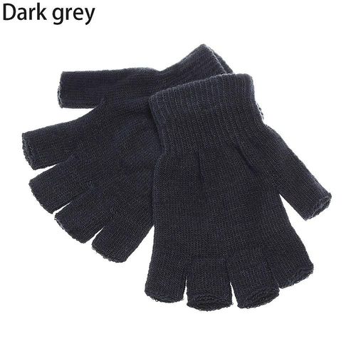 Paire Nouvelle Mode Unisexe Hommes Femmes Chaud Magique Tricoté Stretch Élastique Mitaine Demi Doigt Gants Sans Doigts Se Préparer Pour L'hiver Taille Unique Gris Foncé