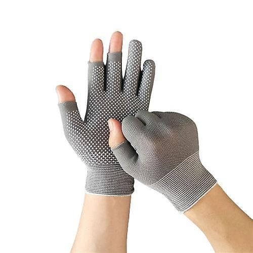 Paire Nouvelle Mode Unisexe Hommes Femmes Chaud Magique Tricoté Extensible Élastique Mitaine Demi Doigt Gants Sans Doigts Se Préparer Pour L'hiver Taille Unique B-Gris