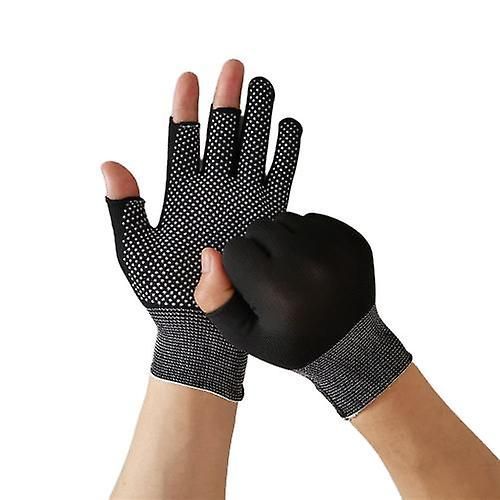Paire Nouvelle Mode Unisexe Hommes Femmes Chaud Magique Tricoté Extensible Élastique Mitaine Demi Doigt Gants Sans Doigts Se Préparer Pour L'hiver Taille Unique B-Noir