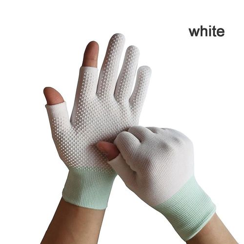 Paire Nouvelle Mode Unisexe Hommes Femmes Chaud Magique Tricoté Extensible Élastique Mitaine Demi Doigt Gants Sans Doigts Se Préparer Pour L'hiver Taille Unique A-Blanc