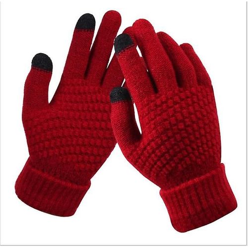 Gants D'hiver Chauds En Tricot De Laine Pour Femmes, Utilisation Magique Solide, Gants Pour Écran Tactile De Smartphone, Gants En Tricot Extensible, Mitaines Eldiven Taille Unique Rouge