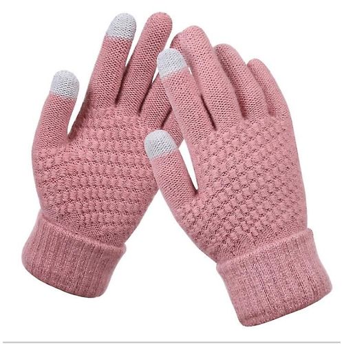 Gants D'hiver Chauds En Tricot De Laine Pour Femmes, Utilisation Magique Solide, Gants Pour Écran Tactile Pour Smartphone, Gants En Tricot Extensible, Mitaines Eldiven Taille Unique Rose
