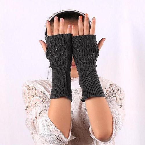 Gants Tricotés Sans Doigts Chauds D'hiver Pour Femmes, En Acrylique Extensible, Demi-Doigt, Bras, Crochet, Tricot, Fausses Filles, Mitaines, Taille Unique A-6
