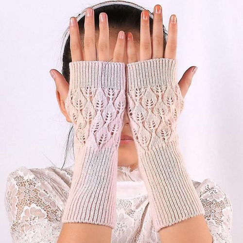 Gants Tricotés Sans Doigts Chauds D'hiver Pour Femmes, En Acrylique Extensible, Demi-Doigt, Bras, Crochet, Tricot, Fausses Filles, Mitaines, Taille Unique A-4