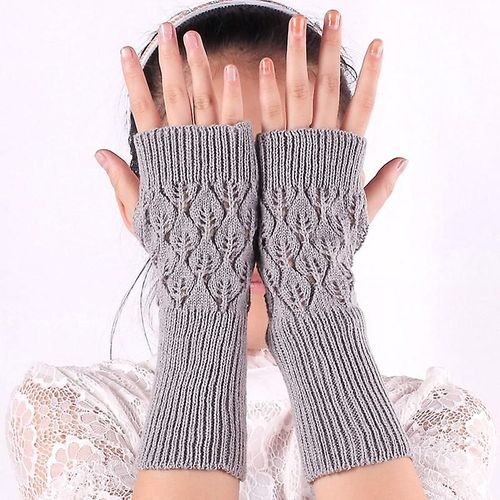 Gants Tricotés Sans Doigts Chauds D'hiver Pour Femmes, En Acrylique Extensible, Demi-Doigt, Bras, Crochet, Tricot, Fausses Filles, Mitaines, Taille Unique A-3