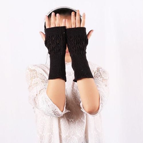Gants Tricotés Sans Doigts Chauds D'hiver Pour Femmes, En Acrylique Extensible, Demi-Doigt, Bras, Crochet, Tricot, Fausses Filles, Mitaines, Taille Unique A-1