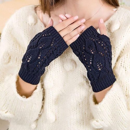 Gants Tricotés Sans Doigts Chauds D'hiver Pour Femmes, En Acrylique Extensible, Demi-Doigt, Bras, Crochet, Tricot, Fausses Filles, Mitaines, Taille Unique D-6