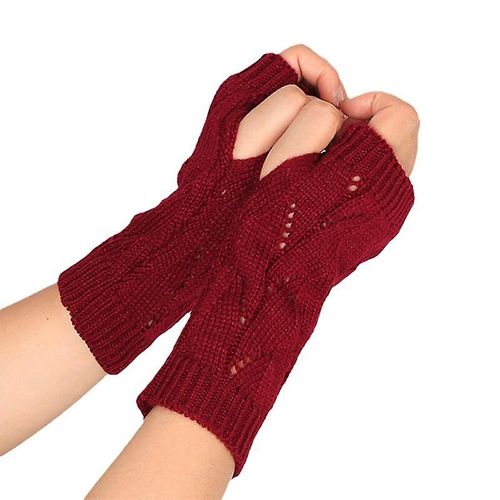 Gants Tricotés Sans Doigts Chauds D'hiver Pour Femmes, En Acrylique Extensible, Demi-Doigt, Bras, Crochet, Tricot, Fausses Filles, Mitaines, Taille Unique C-8