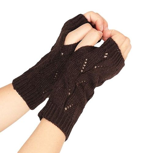 Gants Tricotés Sans Doigts Chauds D'hiver Pour Femmes, En Acrylique Extensible, Demi-Doigt, Bras, Crochet, Tricot, Fausses Filles, Mitaines, Taille Unique C-7