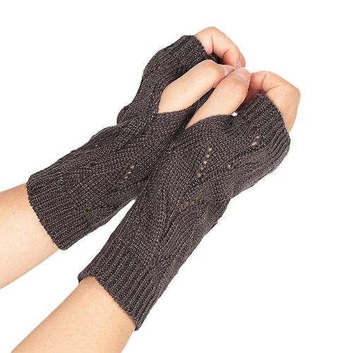 Gants Tricotés Sans Doigts Chauds D'hiver Pour Femmes, En Acrylique Extensible, Demi-Doigt, Bras, Crochet, Tricot, Fausses Filles, Mitaines, Taille Unique C-6