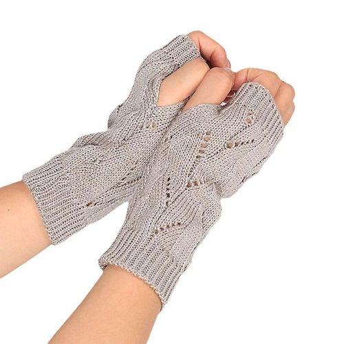 Gants Tricotés Sans Doigts Chauds D'hiver Pour Femmes, En Acrylique Extensible, Demi-Doigt, Bras, Crochet, Tricot, Fausses Filles, Mitaines, Taille Unique C-5