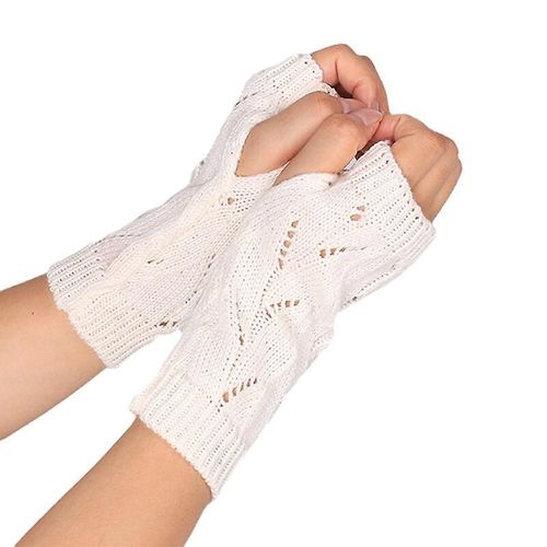 Gants Tricotés Sans Doigts Chauds D'hiver Pour Femmes, En Acrylique Extensible, Demi-Doigt, Bras, Crochet, Tricot, Fausses Filles, Mitaines, Taille Unique C-3