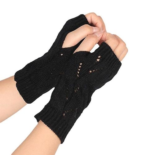 Gants Tricotés Sans Doigts Chauds D'hiver Pour Femmes, En Acrylique Extensible, Demi-Doigt, Bras, Crochet, Tricot, Fausses Filles, Mitaines, Taille Unique C-2
