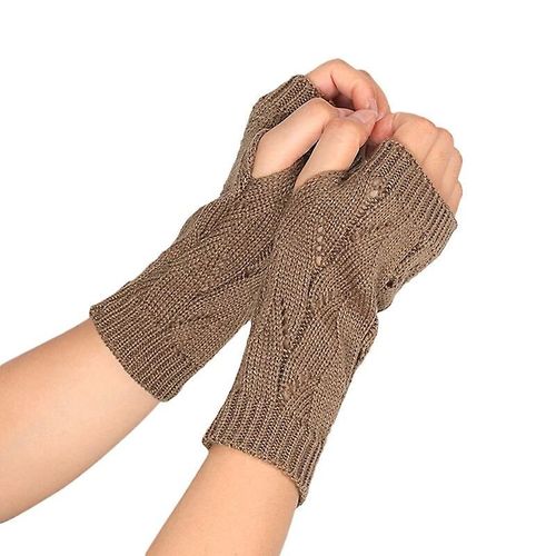 Gants Tricotés Sans Doigts Chauds D'hiver Pour Femmes, En Acrylique Extensible, Demi-Doigt, Bras, Crochet, Tricot, Fausses Filles, Mitaines, Taille Unique C-1