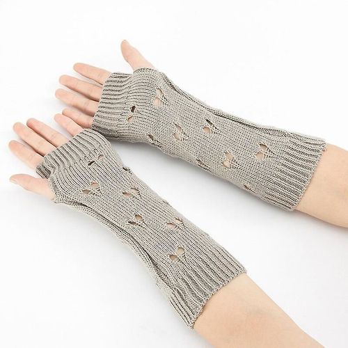 Gants Tricotés Sans Doigts Chauds D'hiver Pour Femmes, En Acrylique Extensible, Demi-Doigt, Bras, Crochet, Tricot, Fausses Filles, Mitaines, Taille Unique B-5