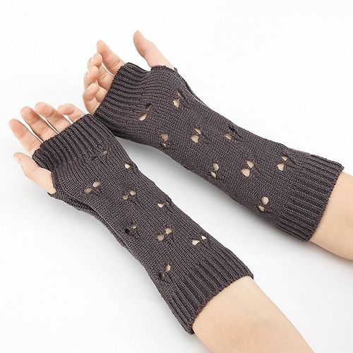 Gants Tricotés Sans Doigts Chauds D'hiver Pour Femmes, En Acrylique Extensible, Demi-Doigt, Bras, Crochet, Tricot, Fausses Filles, Mitaines, Taille Unique B-4