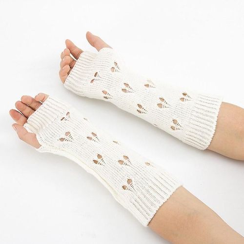Gants Tricotés Sans Doigts Chauds D'hiver Pour Femmes, En Acrylique Extensible, Demi-Doigt, Bras, Crochet, Tricot, Fausses Filles, Mitaines, Taille Unique B-3