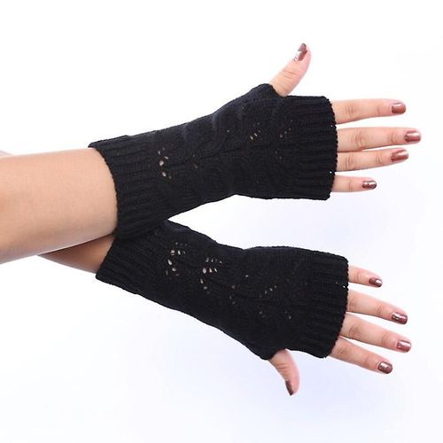 Gants Tricotés Sans Doigts Chauds D'hiver Pour Femmes, En Acrylique Extensible, Demi-Doigt, Bras, Crochet, Tricot, Fausses Filles, Mitaines, Taille Unique E-2