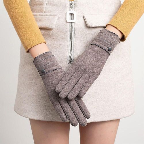 Nouvelle Mode Gants D'hiver Chaud Écran Tactile Équitation Coupe-Vent Interne En Peluche Chaud Attraper Gants De Velours Femmes Gants D'extérieur Printemps 23,5 X 9 Cm D-Café