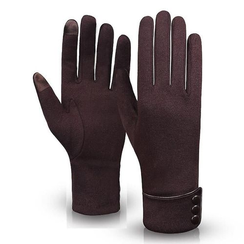 Nouvelle Mode Gants D'hiver Chaud Écran Tactile Équitation Coupe-Vent Interne En Peluche Chaud Attraper Gants De Velours Femmes Gants D'extérieur Printemps 23,5 X 9 Cm Café