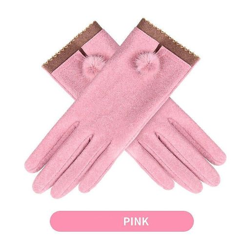 Nouvelle Mode Gants D'hiver Chaud Écran Tactile Équitation Coupe-Vent Interne En Peluche Chaud Catch Gants De Velours Femmes Gants D'extérieur Printemps 23,5 X 9 Cm C-Pink