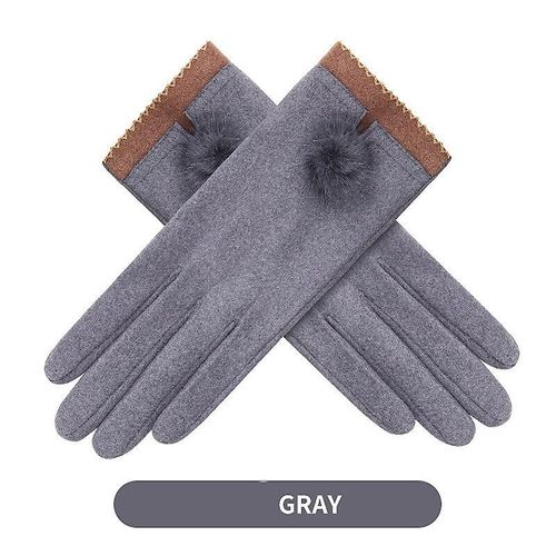 Nouvelle Mode Gants D'hiver Chaud Écran Tactile Équitation Coupe-Vent Interne En Peluche Chaud Catch Gants De Velours Femmes Gants D'extérieur Printemps 23,5 X 9 Cm C-Gris