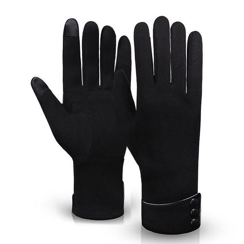 Nouvelle Mode Gants D'hiver Chaud Écran Tactile Équitation Coupe-Vent Interne En Peluche Chaud Attraper Gants De Velours Femmes Gants D'extérieur Printemps 23,5 X 9 Cm Noir